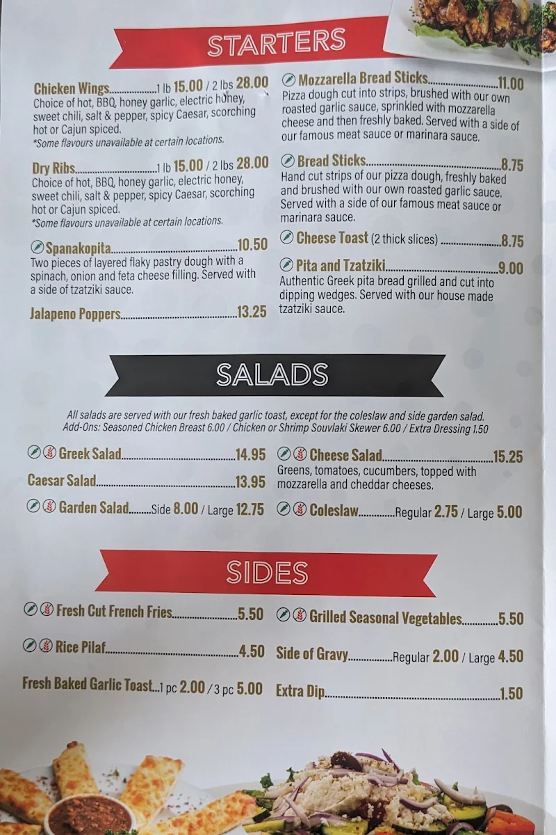 Menu, Santa Lucia Pizza