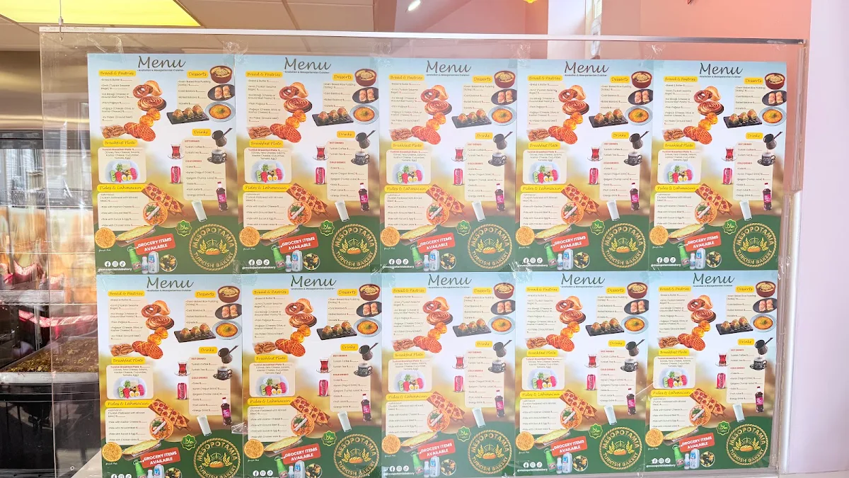 Menu, Mesopotamia Turkish Bakery