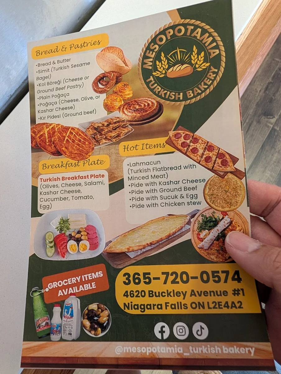 Menu, Mesopotamia Turkish Bakery