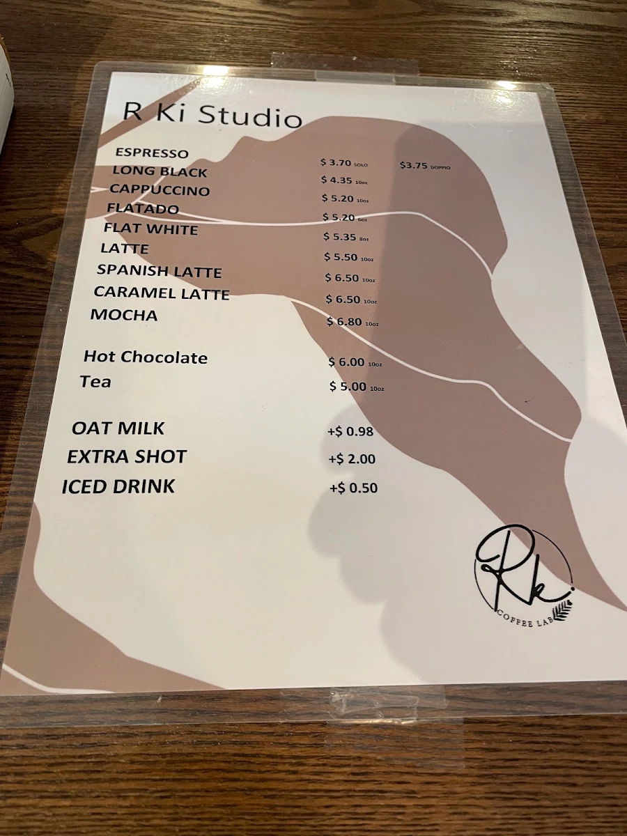 Menu, R Ki Dessert Studio