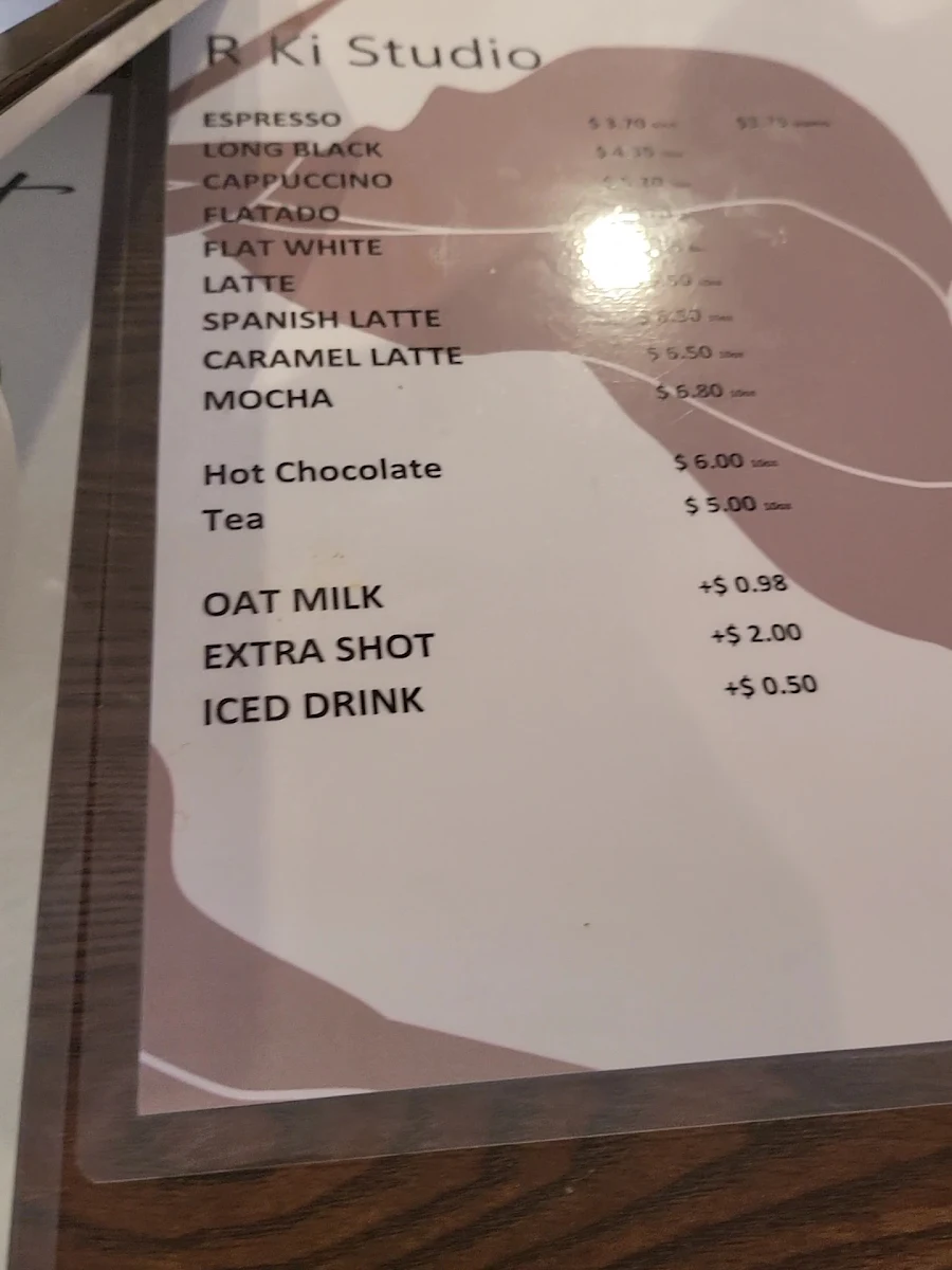 Menu, R Ki Dessert Studio