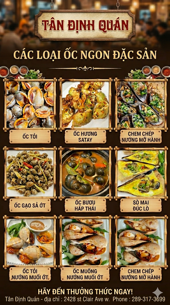 Menu, TÂN ĐỊNH QUÁN RESTAURANT