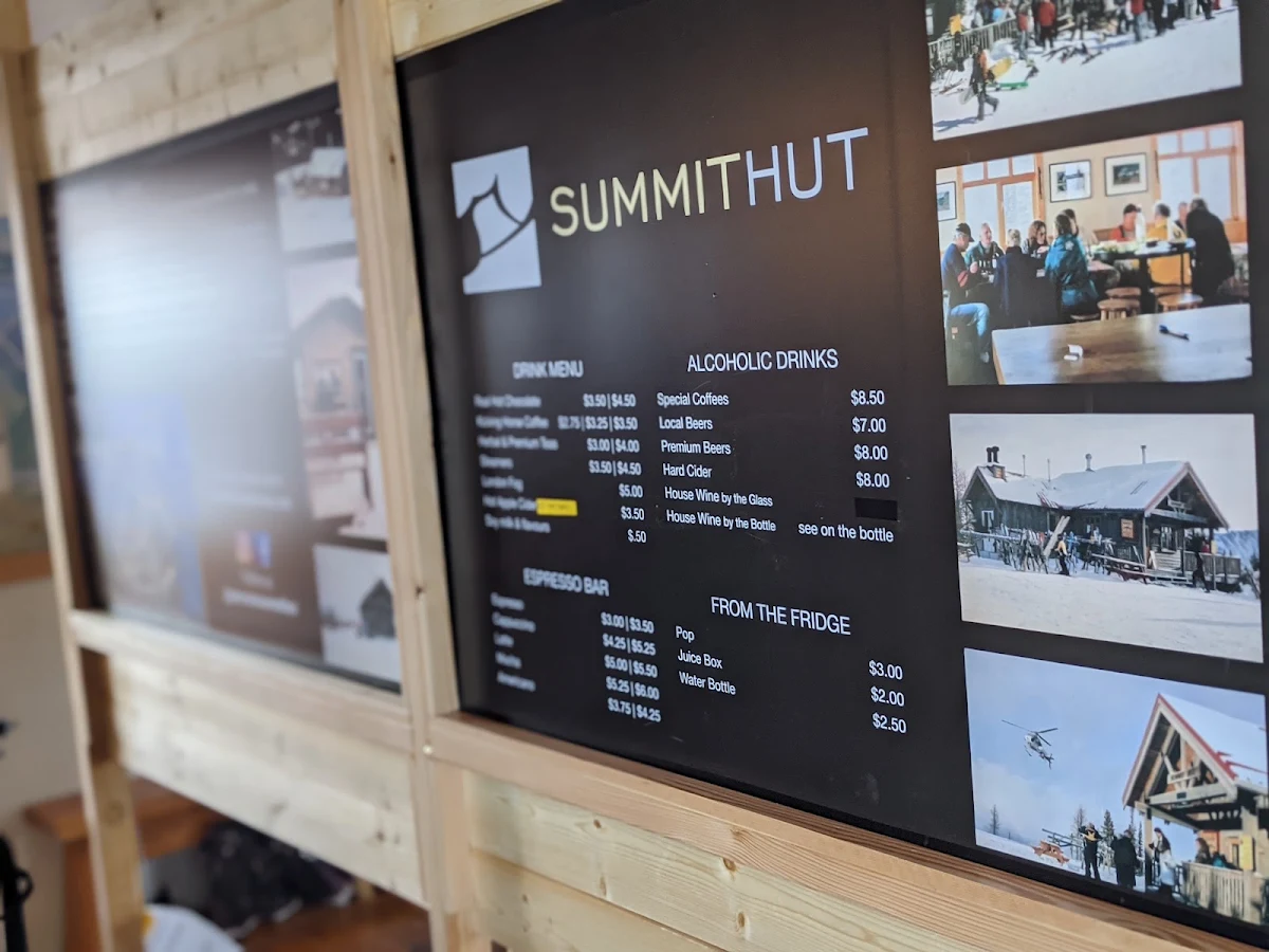 Menu, Summit Hut
