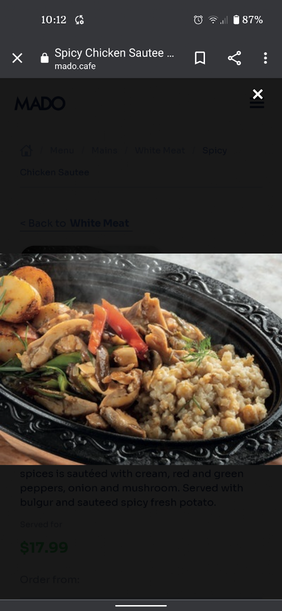 Menu, MADO Yorkdale