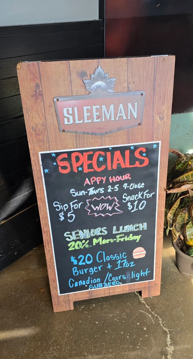 Menu, Shoeless Joe's Sports Grill