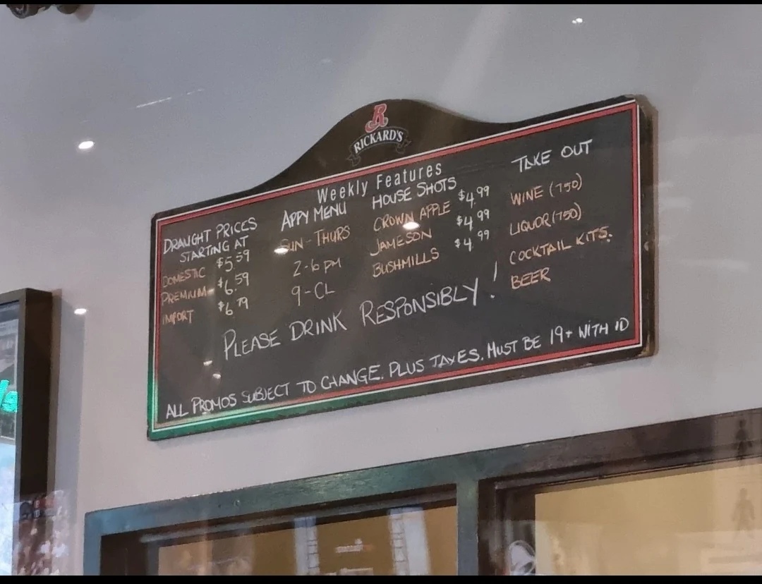 Menu, Shoeless Joe's Sports Grill