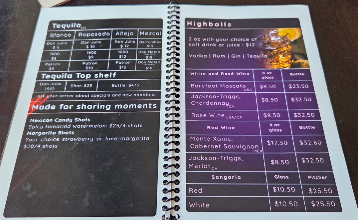 Menu, La Morenita