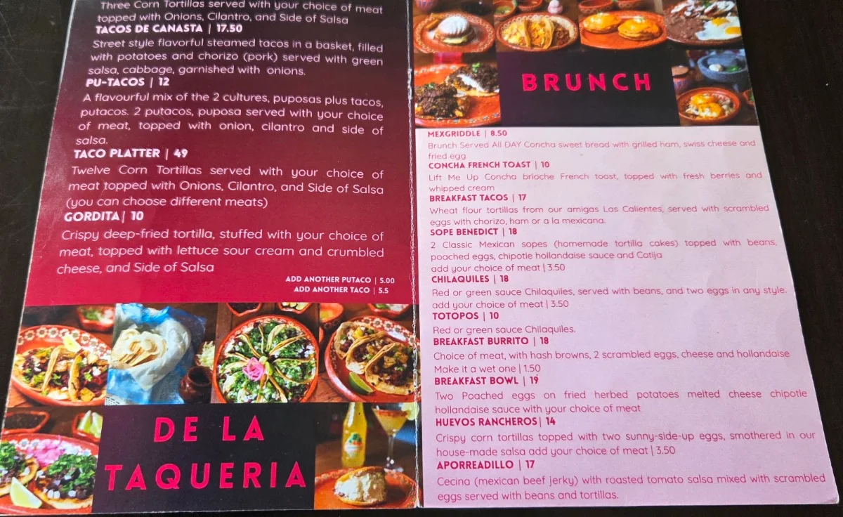 Menu, La Morenita