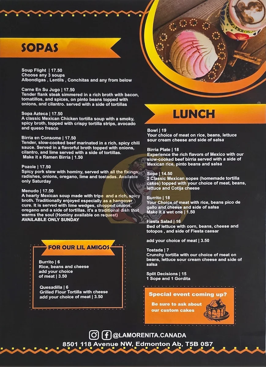 Menu, La Morenita