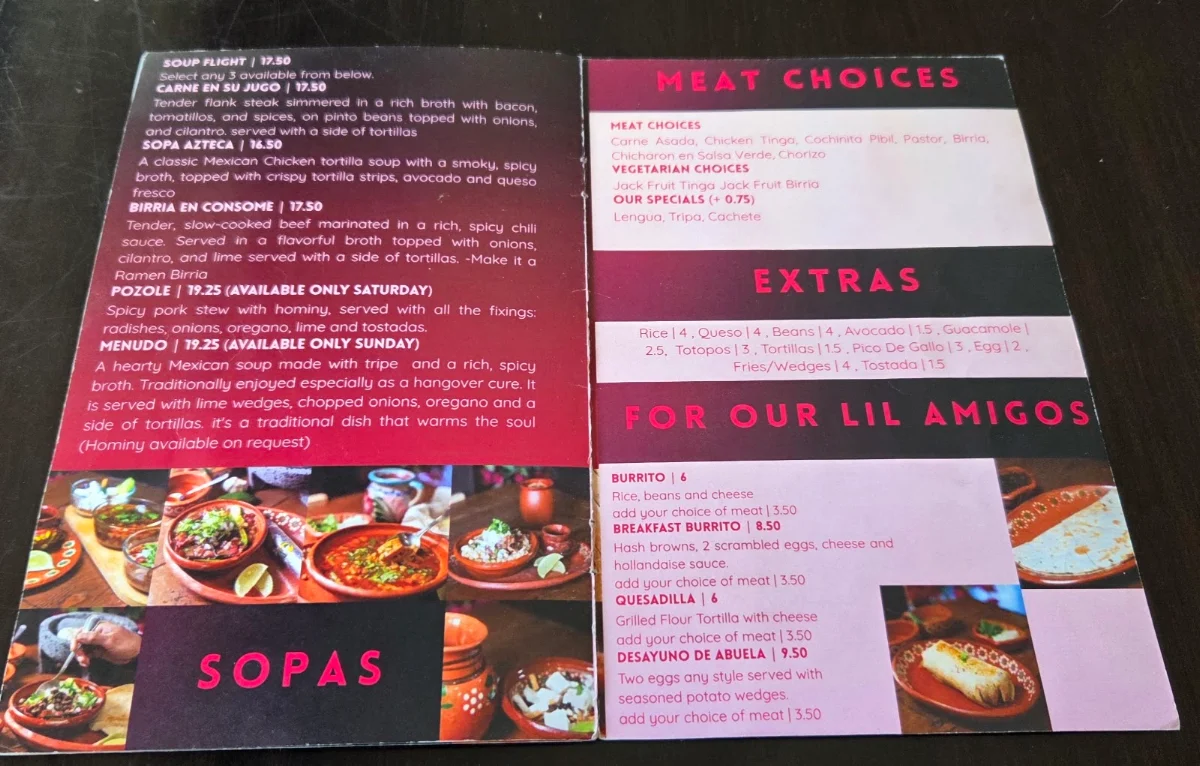 Menu, La Morenita