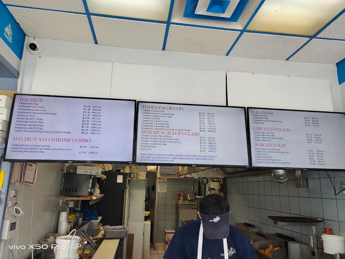 Menu, Captain George Fish & Chips