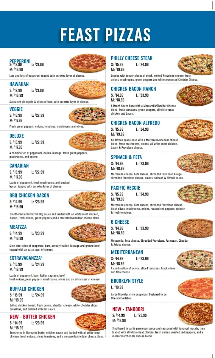 Menu, Domino's Pizza