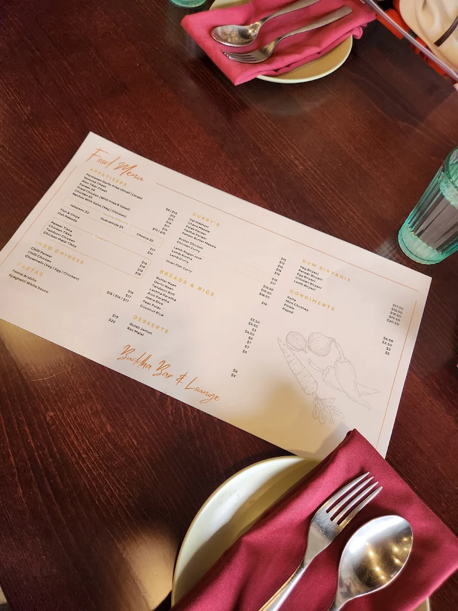 Menu, Buddha Lounge