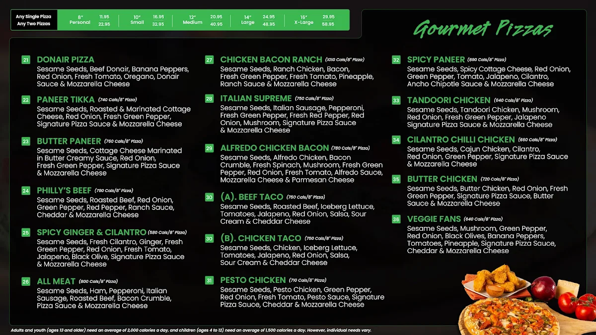 Menu, Red Swan Pizza - Saskatoon College Drive