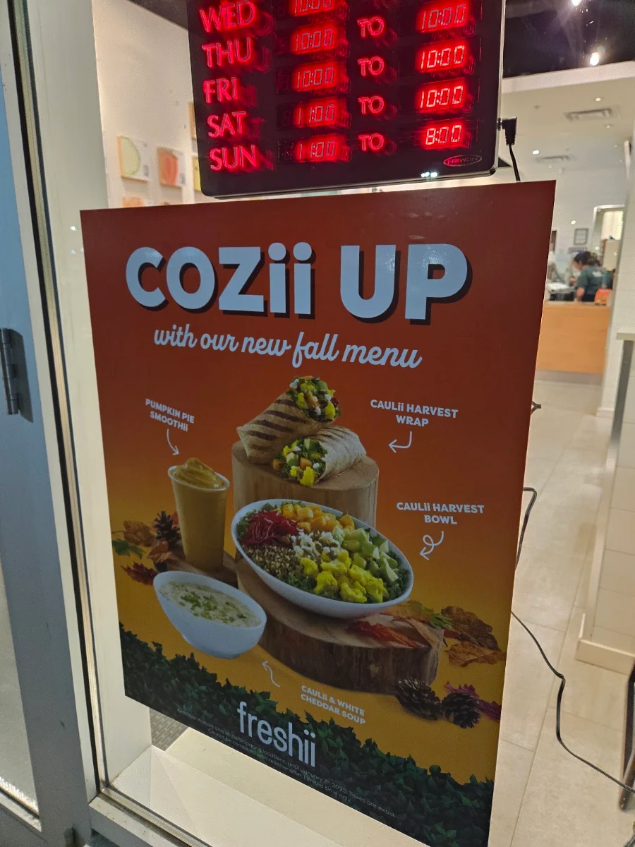 Menu, Freshii