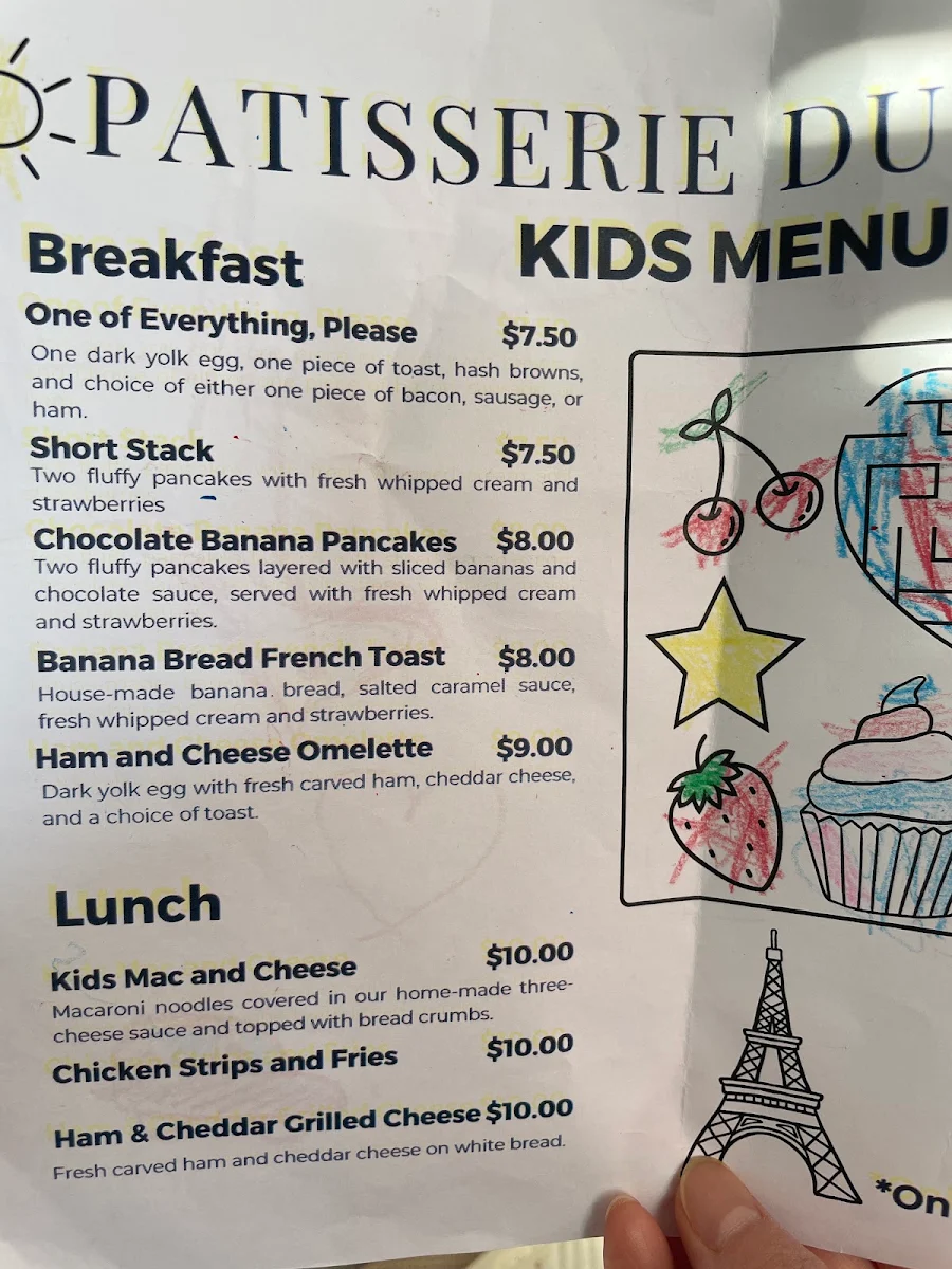 Menu, Patisserie du Soleil Bakery Cafe