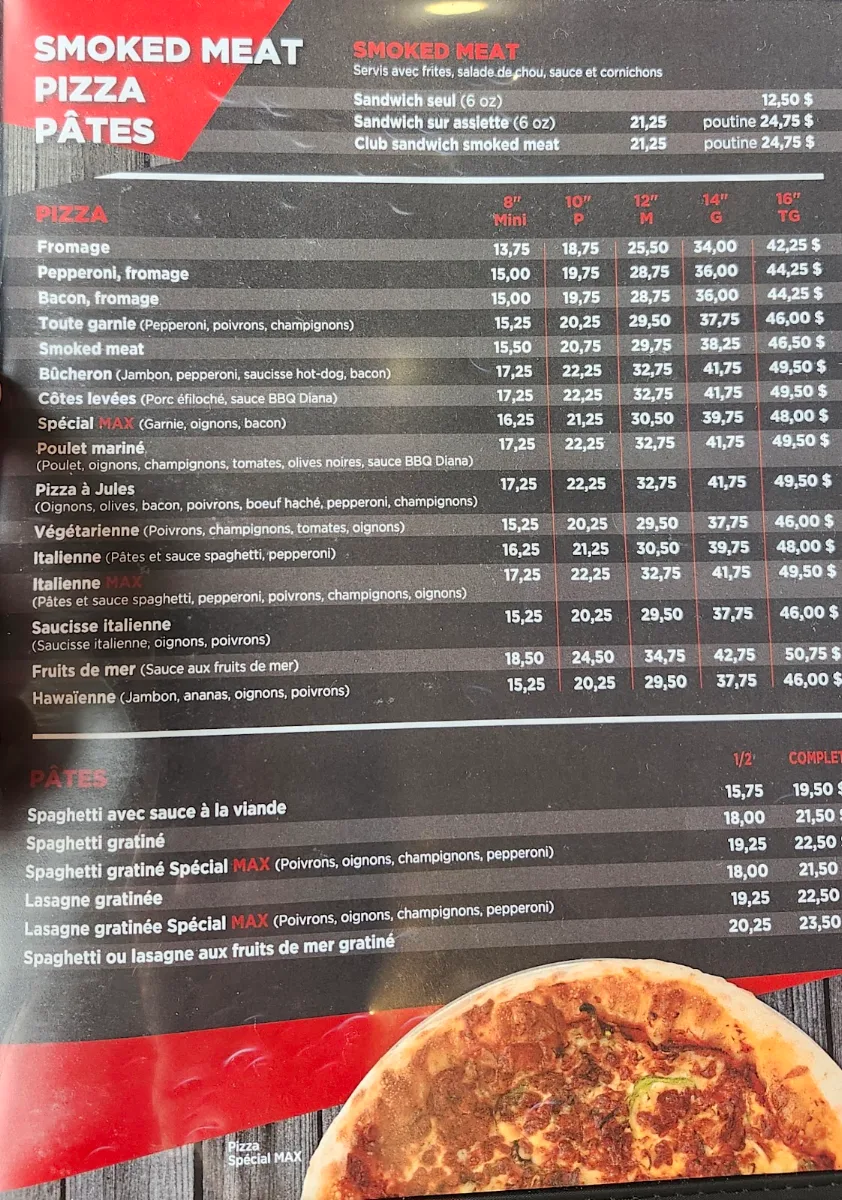 Menu, Max Poutine