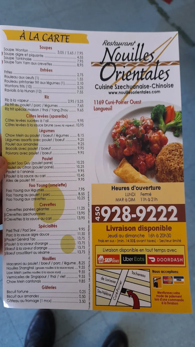 Menu, Restaurant Nouilles Orientales
