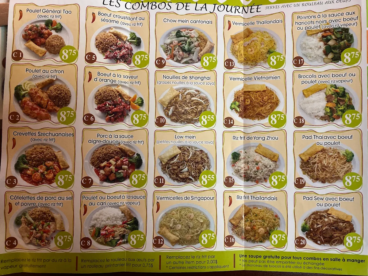Menu, Restaurant Nouilles Orientales