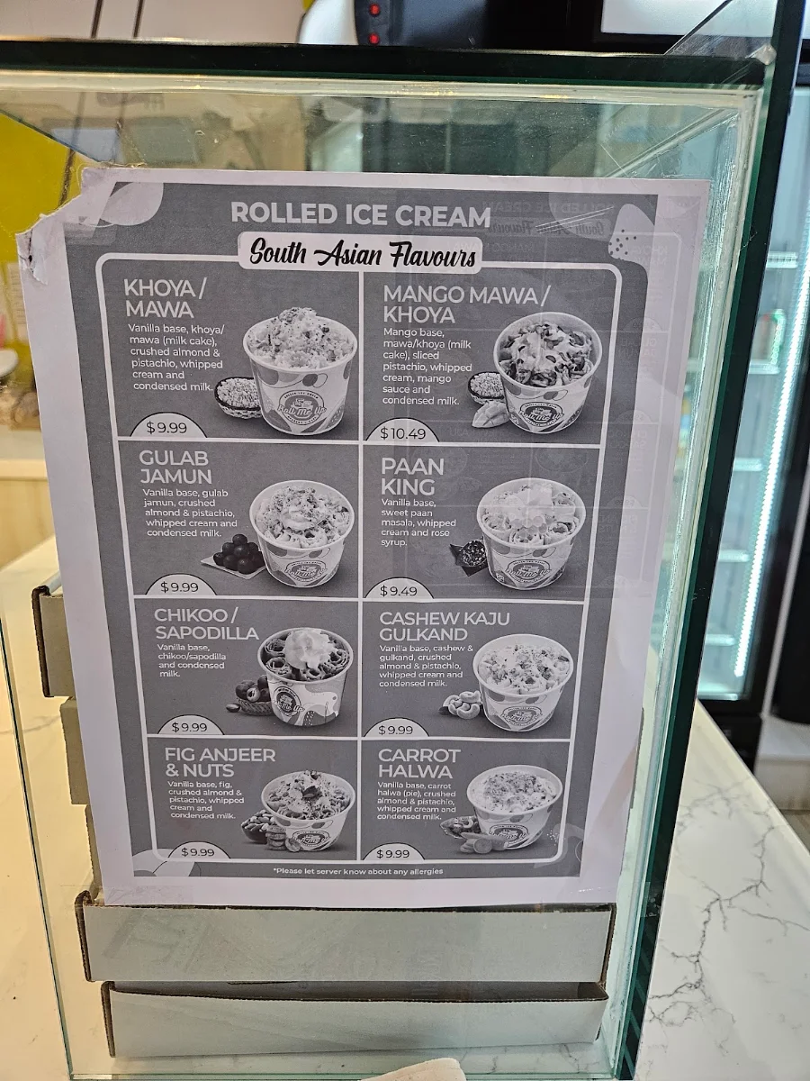 Menu, Roll Me Up Ice Cream & Desserts - Oshawa