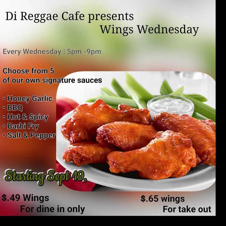 Menu, Di Reggae Cafe