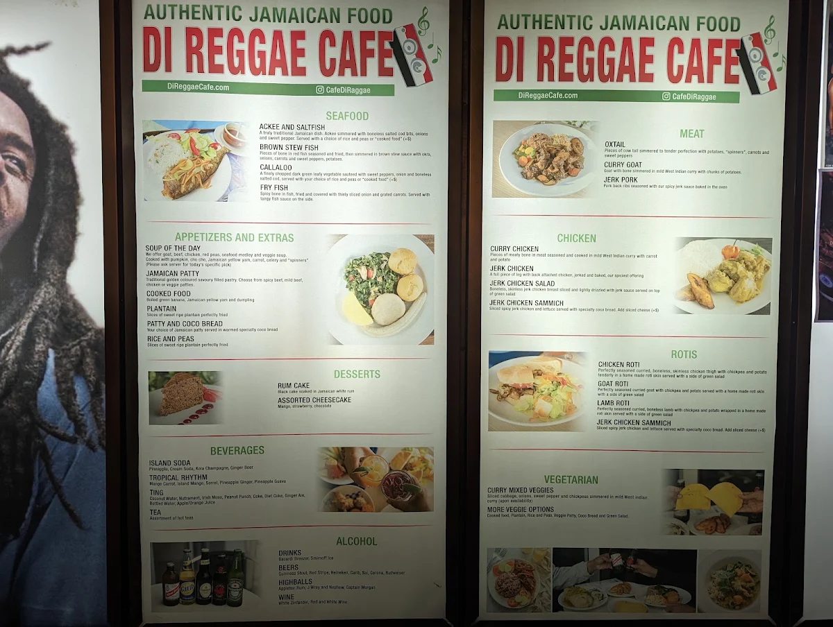 Menu, Di Reggae Cafe
