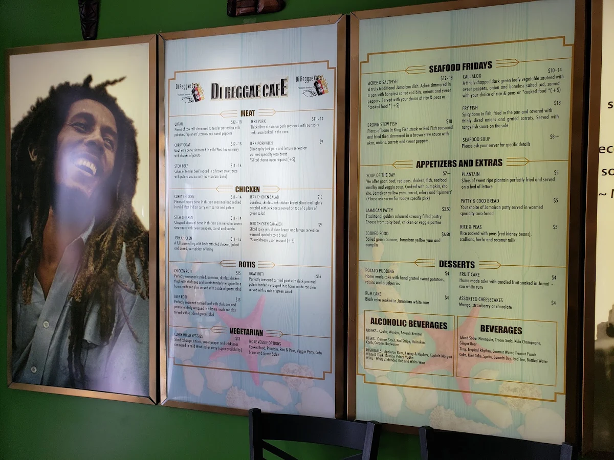 Menu, Di Reggae Cafe