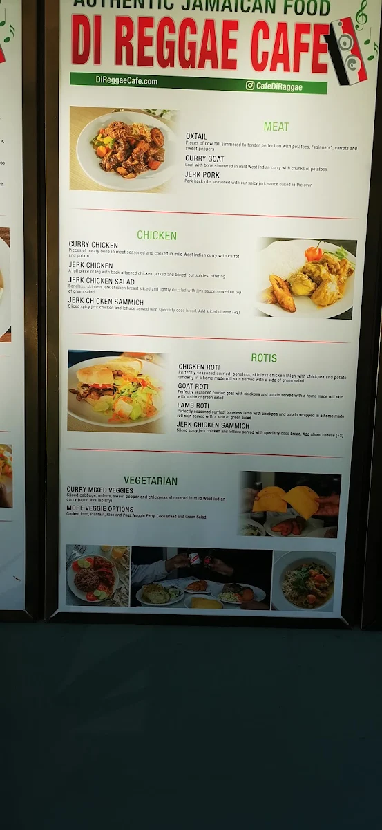 Menu, Di Reggae Cafe