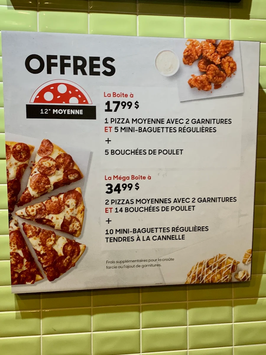 Menu, Pizza Hut