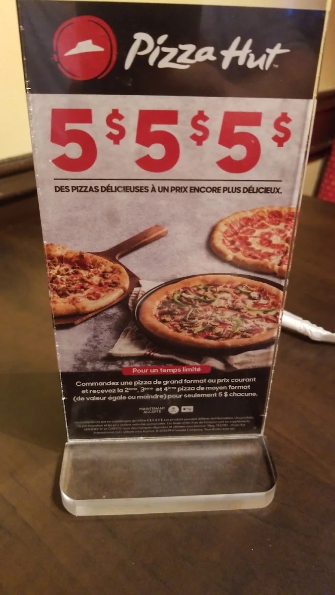 Menu, Pizza Hut