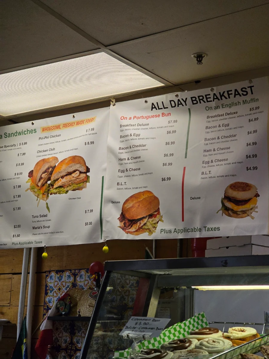 Menu, A Portuguesa Bakery
