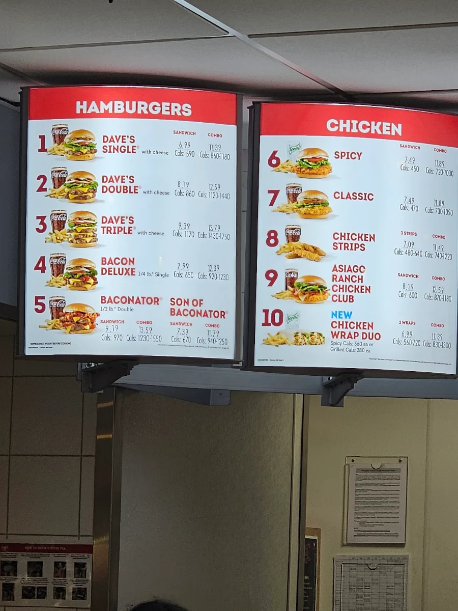 Menu, Wendy's