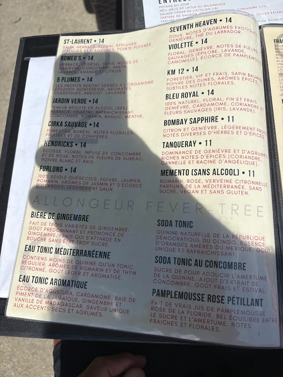 Menu, Attelier Archibald