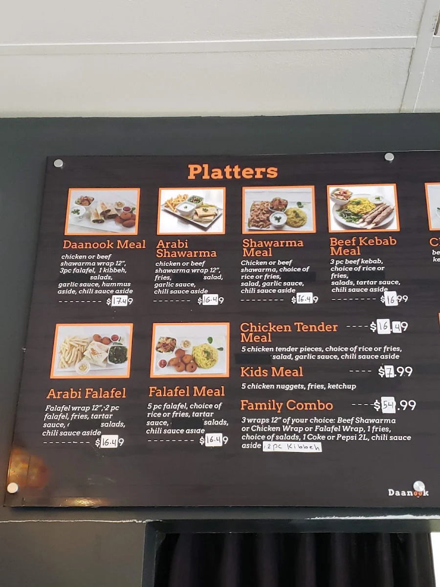 Menu, Daanook Restaurant