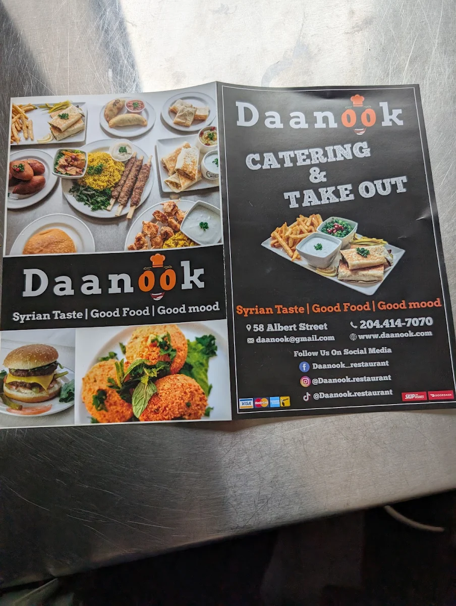 Menu, Daanook Restaurant