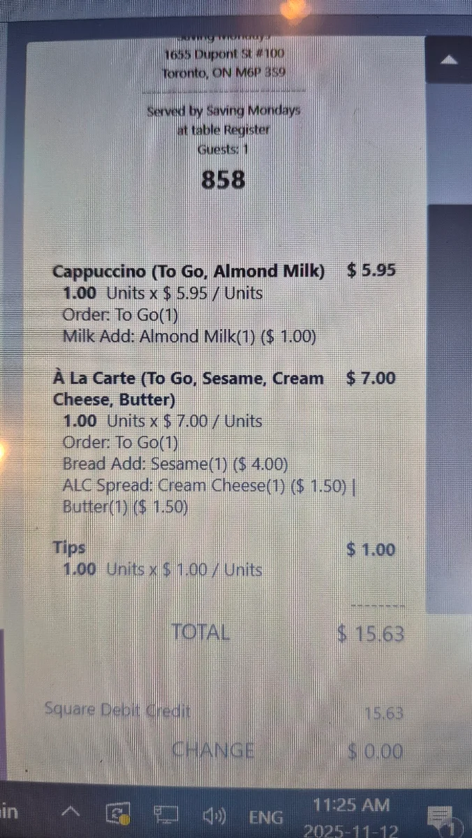 Menu, Saving Mondays