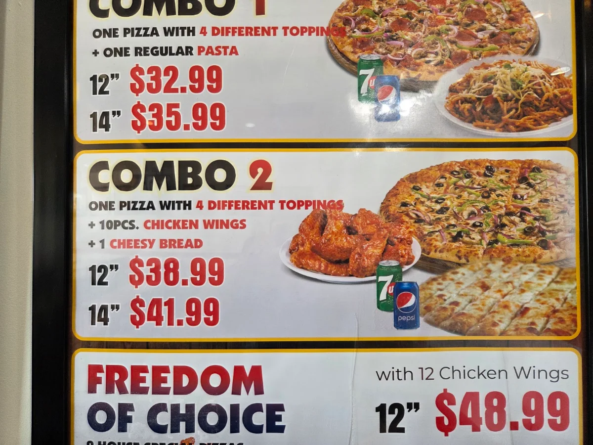 Menu, Canadian Pizza & Fried Chicken