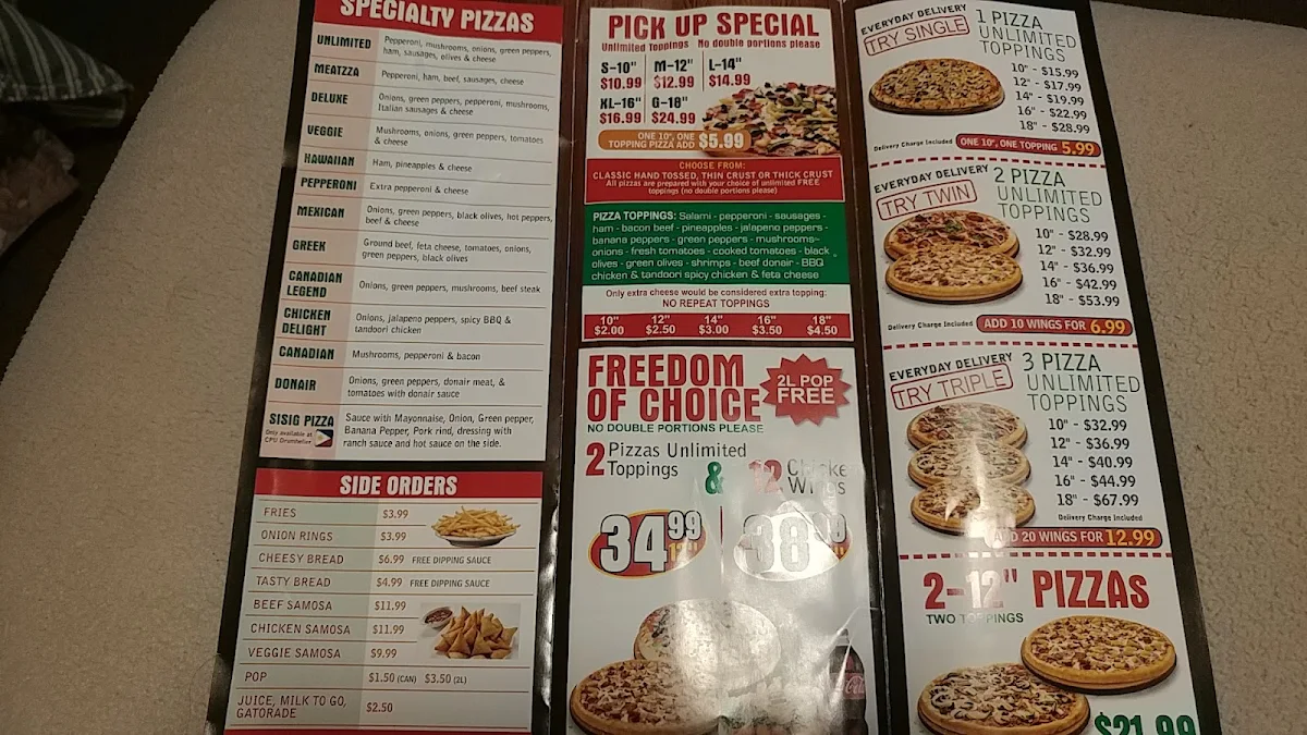 Menu, Canadian Pizza & Fried Chicken