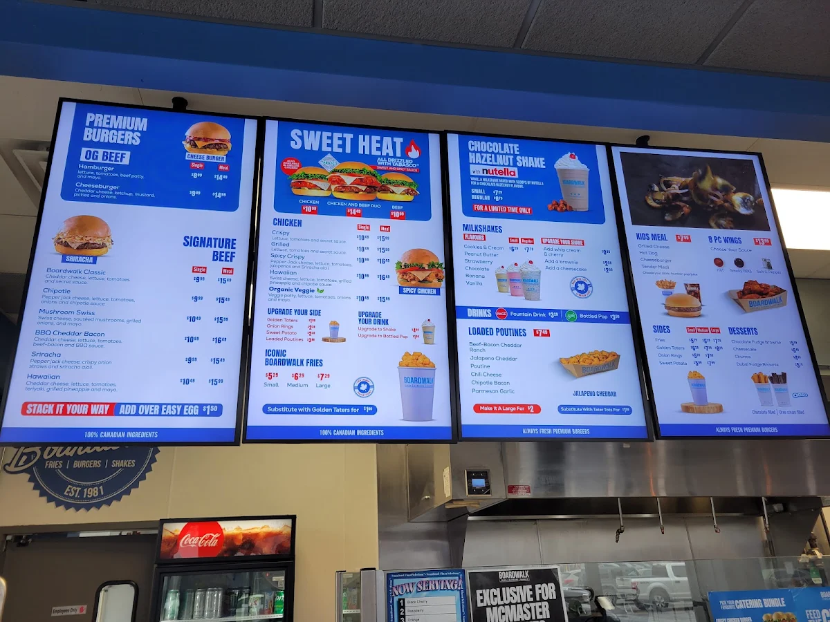 Menu, Boardwalk Burgers - Hamilton