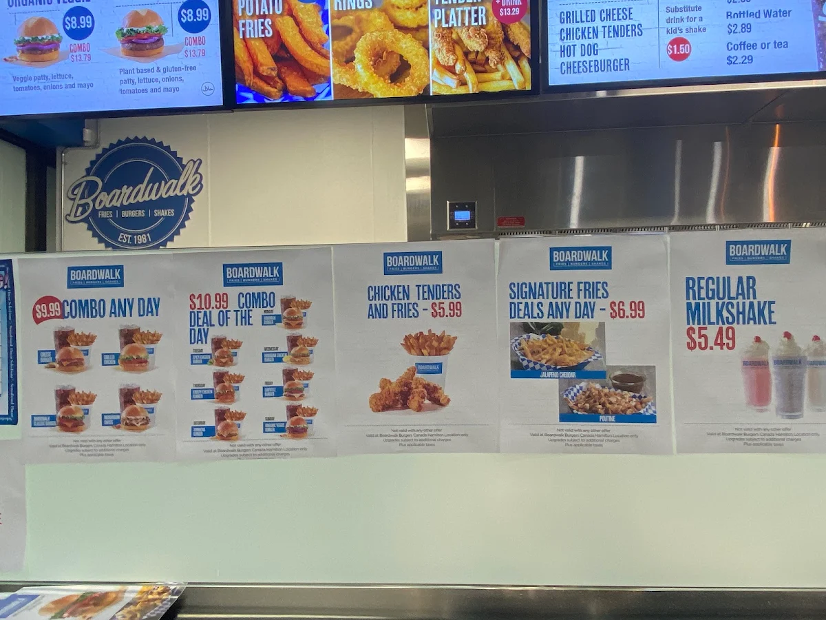 Menu, Boardwalk Burgers - Hamilton