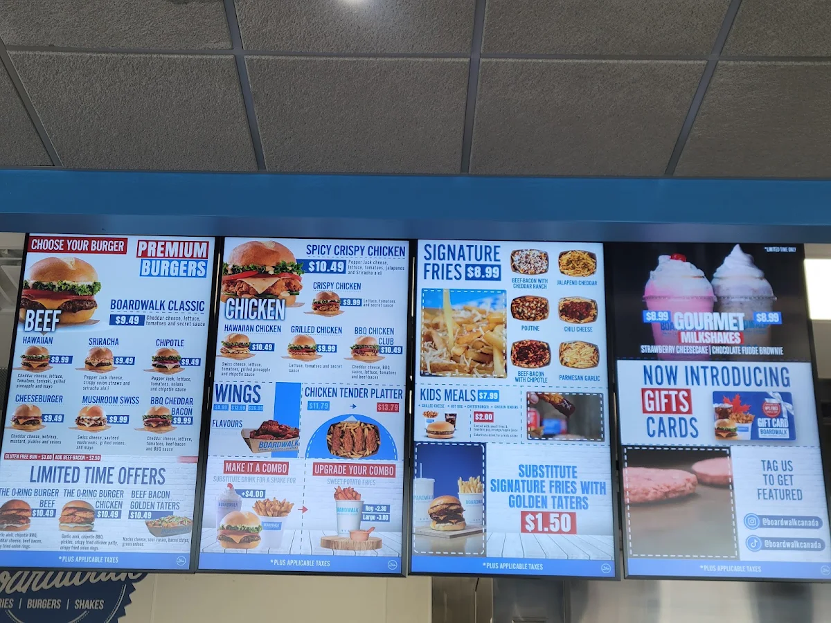 Menu, Boardwalk Burgers - Hamilton