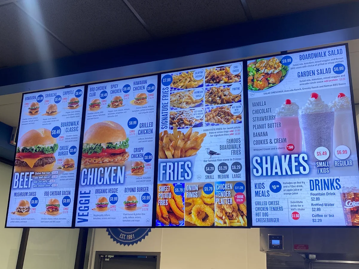 Menu, Boardwalk Burgers - Hamilton