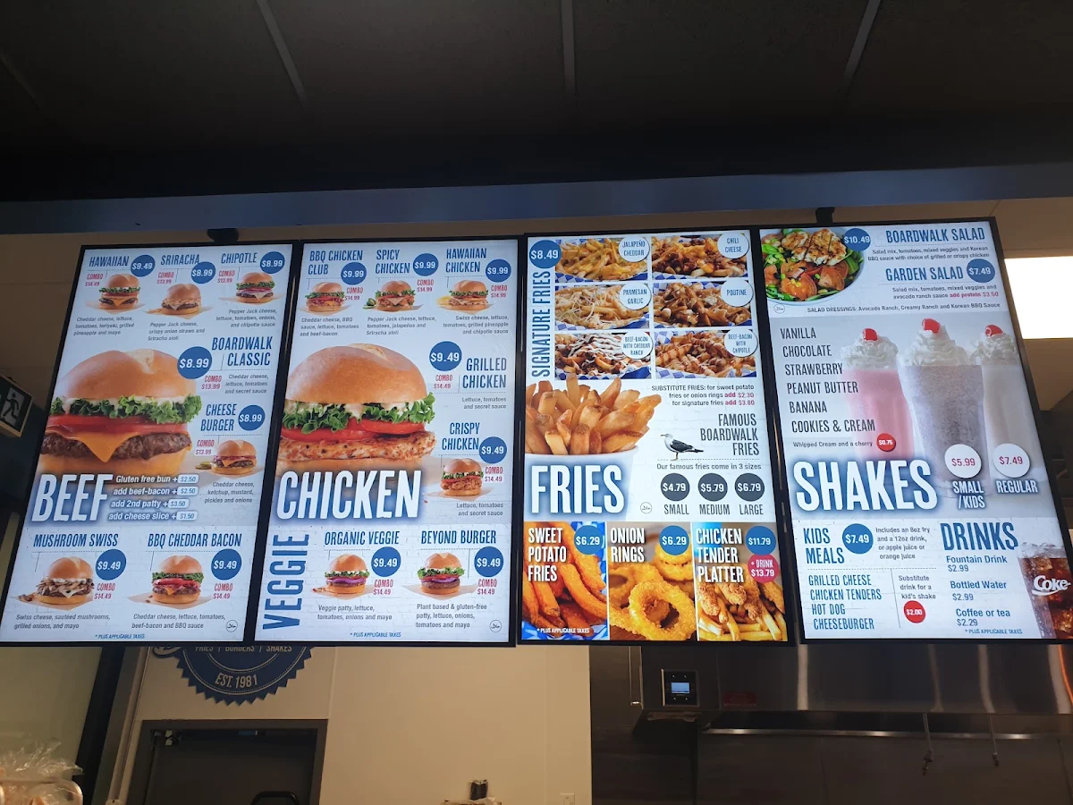 Menu, Boardwalk Burgers - Hamilton