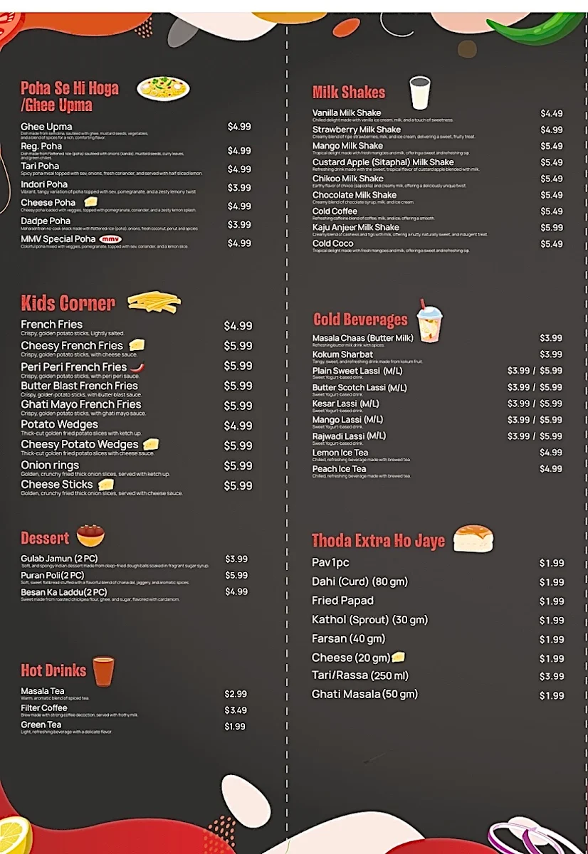 Menu, MMV - Mumbaiya Misal and Vadapav