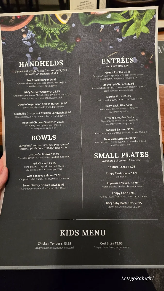 Menu, Off The Hook Nanaimo