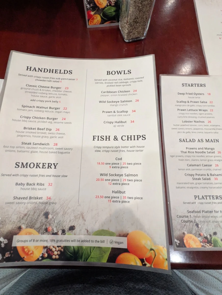 Menu, Off The Hook Nanaimo