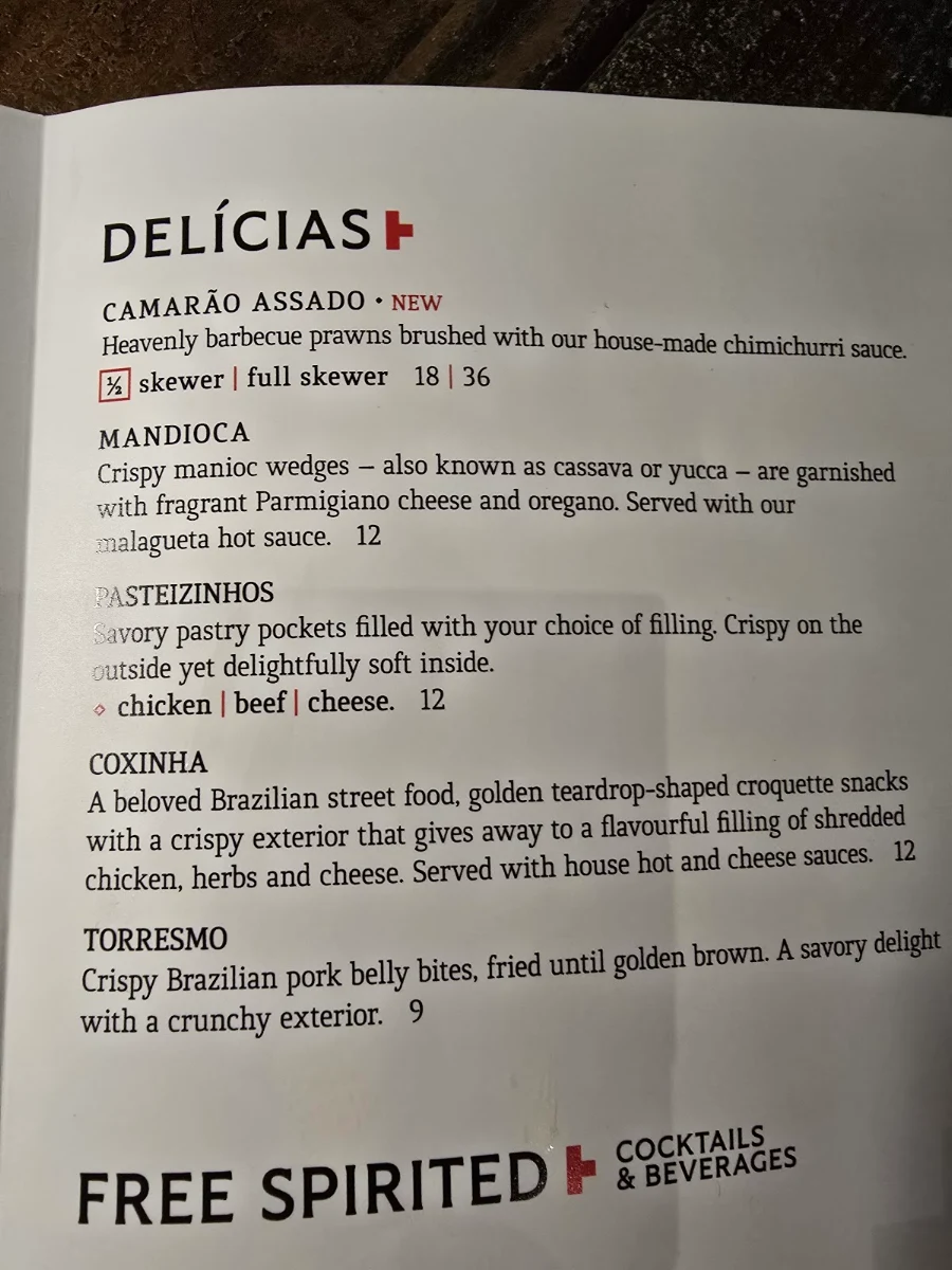 Menu, Gaucho Brazilian Barbecue