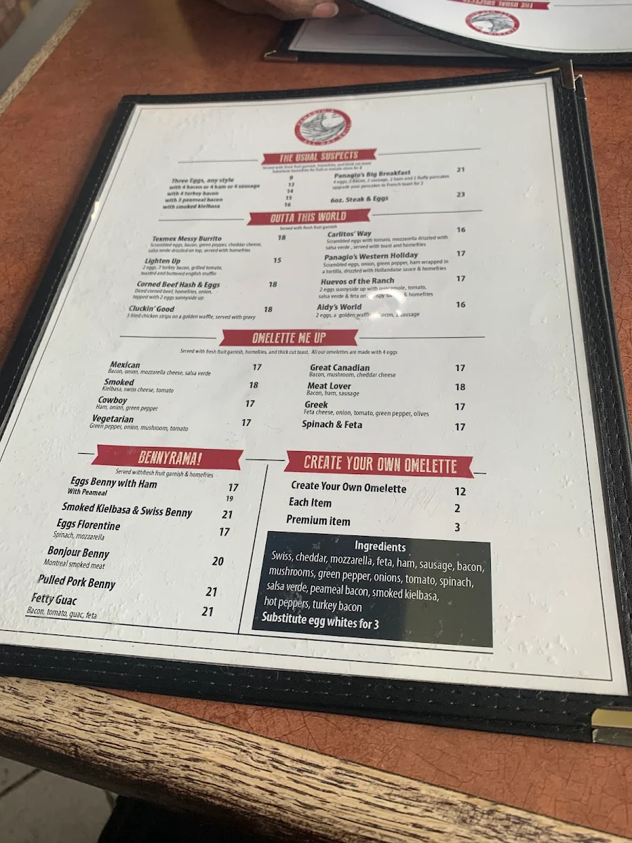 Menu, Scarborough Panagio's All Day Grill