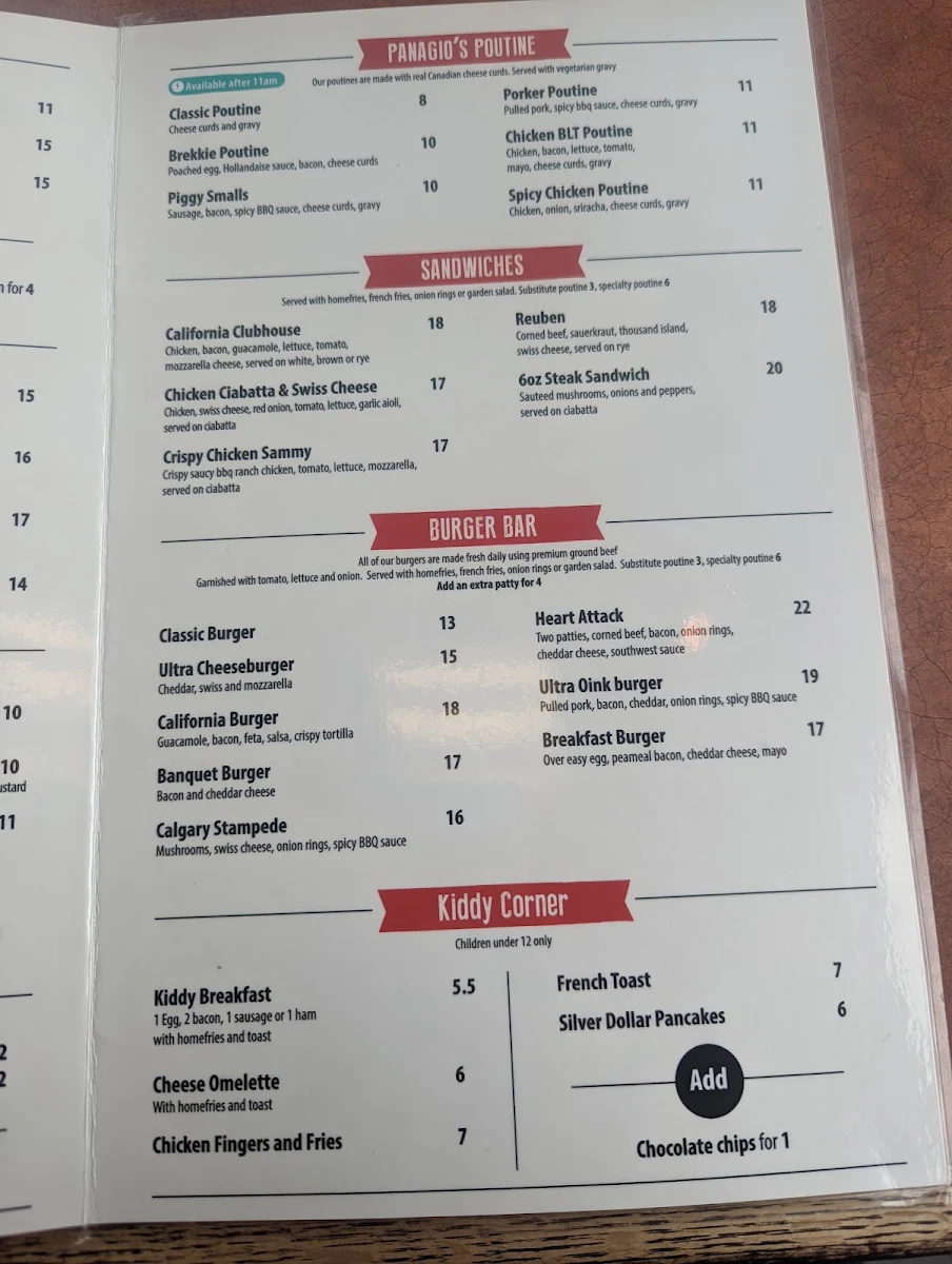 Menu, Scarborough Panagio's All Day Grill