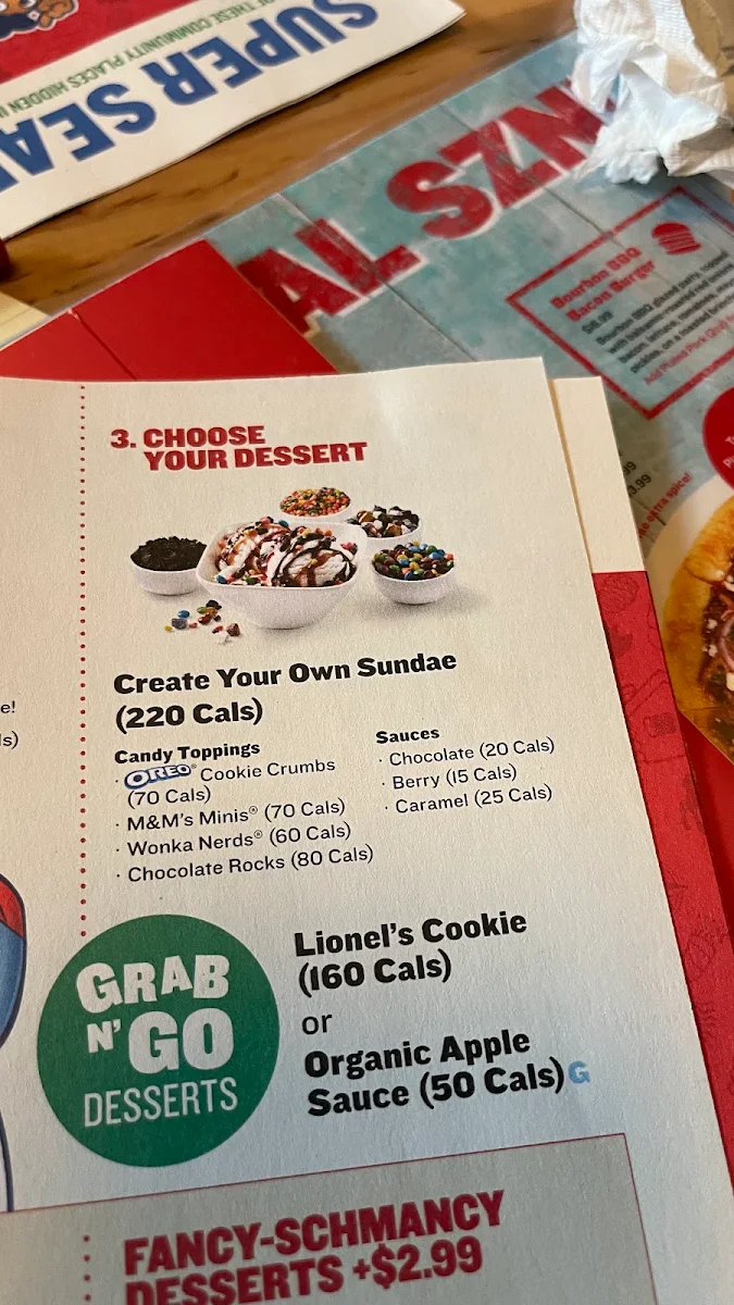Menu, Boston Pizza